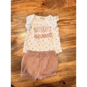 Rabbit Bear Organic by Emily and Oliver 2 piece outfit 12 mo Summer